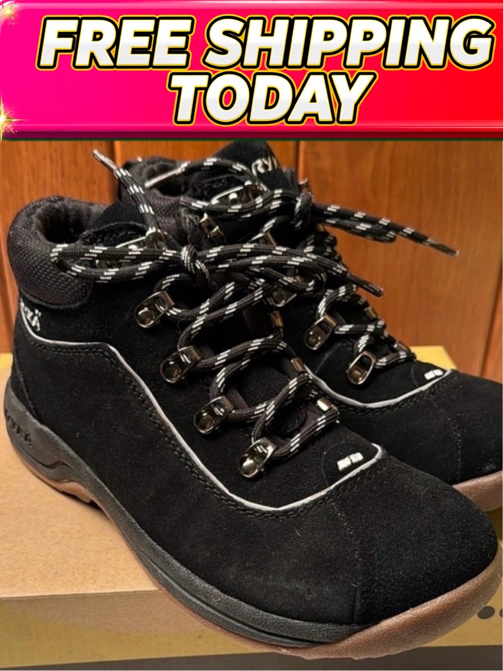 🍓Ryka Excellence Black Suede Hiking Boots size 8 almost New